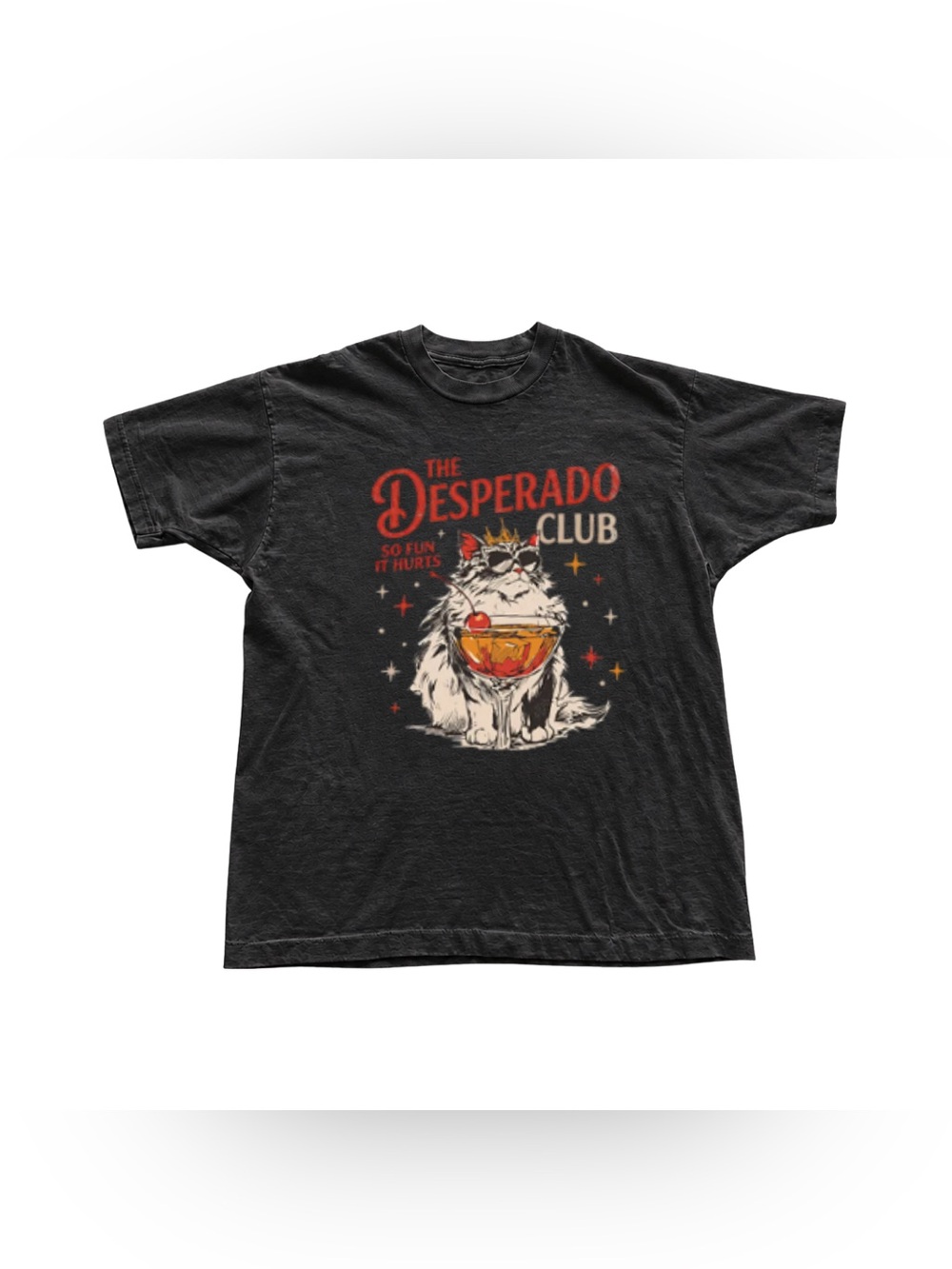 Black Graphic Tee - The Desperado Club Cat Cocktail